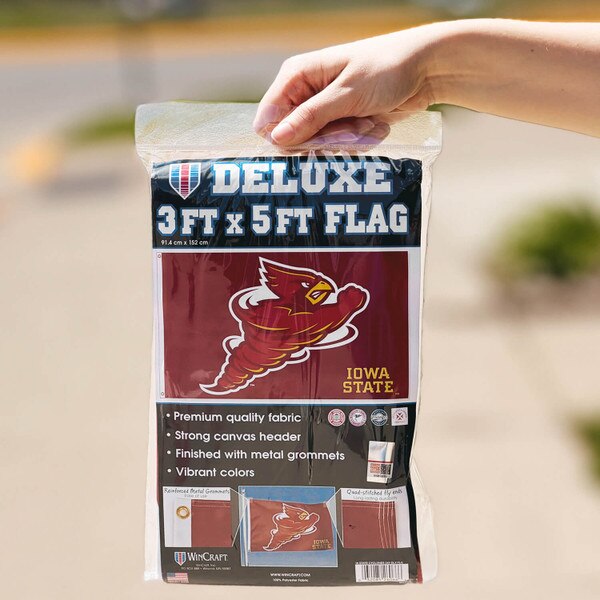 Punching Cy Iowa State Deluxe Flag 3-foot x 5-foot packaging